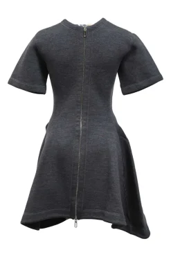 Grey panelled virgin wool crewneck mini dress