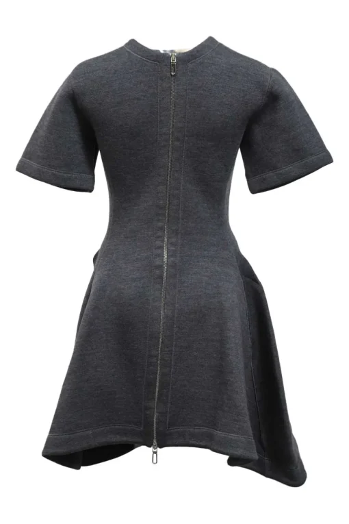 Grey panelled virgin wool crewneck mini dress