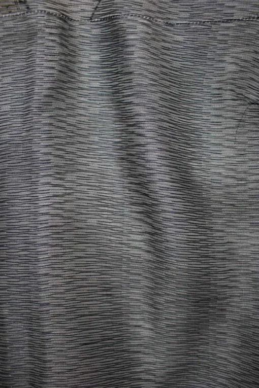 Grey sleeveless see through cotton mini shift dress with white poplin lining on the inside