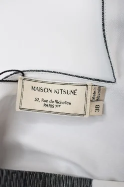 Grey sleeveless see through cotton mini shift dress with white poplin lining on the inside