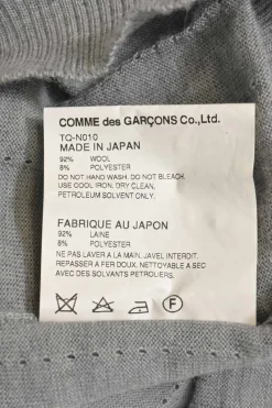 Grey space-dyed wool-blend varsity cardigan with striped tipping appliqué