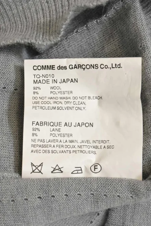 Grey space-dyed wool-blend varsity cardigan with striped tipping appliqué