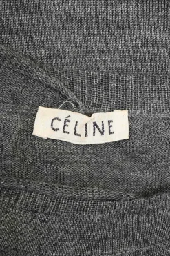 Grey wool and silk-blend crewneck pullover sweater