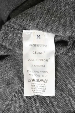 Grey wool and silk-blend crewneck pullover sweater
