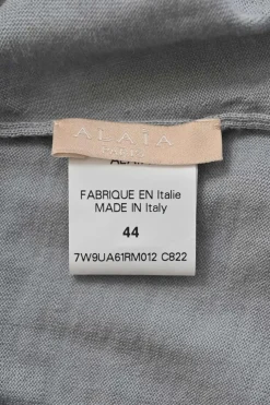 Grey wool interlock jersey knit turtleneck long sleeve thong bodysuit