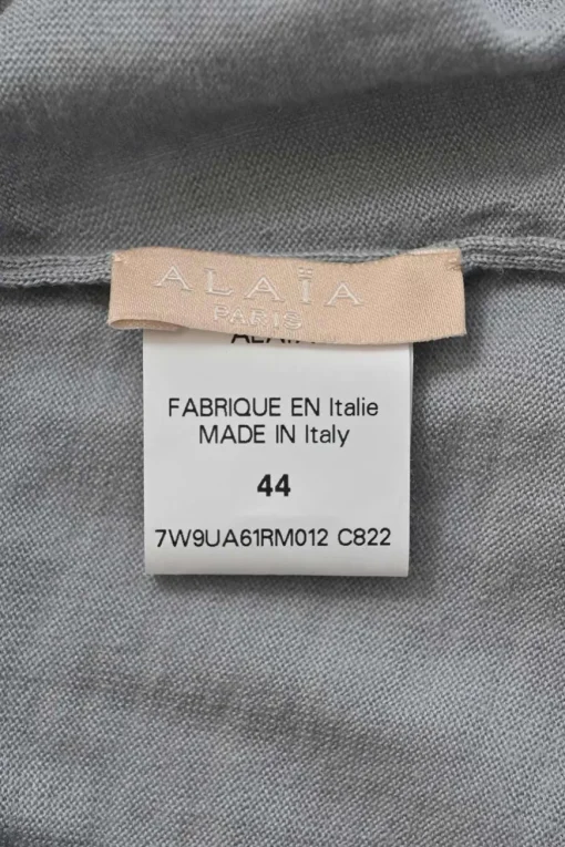 Grey wool interlock jersey knit turtleneck long sleeve thong bodysuit
