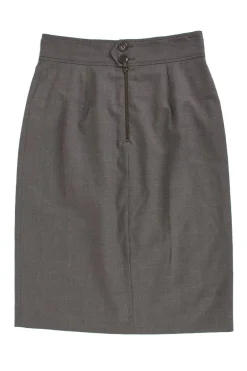 Grey wool knee-length pencil skirt