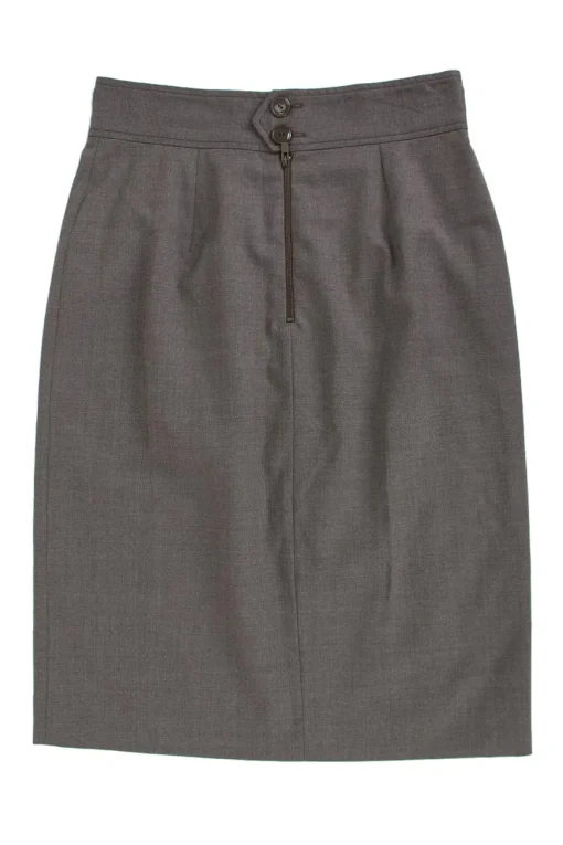Grey wool knee-length pencil skirt