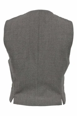 Grey wool tweed double-breasted waistcoat with straight bottom