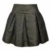 Gunmetal cotton-blend metallic jacquard skater skirt