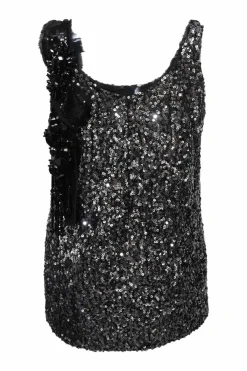 Gunmetal slip sequin scoop neck camisole