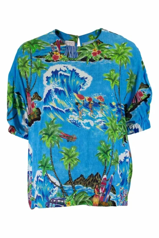 Hawaiian print loose fit casual top