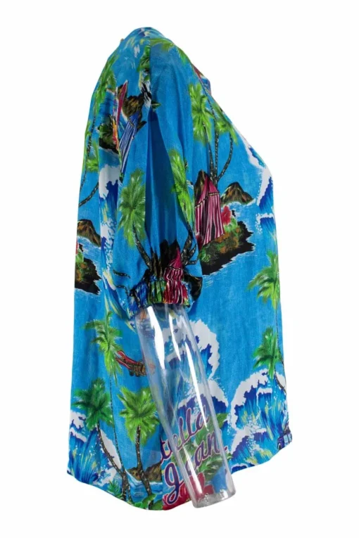 Hawaiian print loose fit casual top
