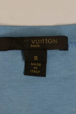 Heather blue cotton pullover crewneck soft slogan t-shirt featuring screen-printed logo motif