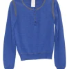 Heather blue merino pullover half-button Bertille Henley sweater