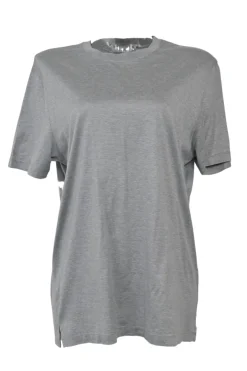 Heather grey cotton jersey crewneck pullover T-shirt
