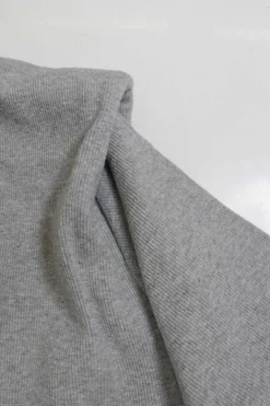 Heather grey cotton jersey pullover crewneck shoulder pad crop top