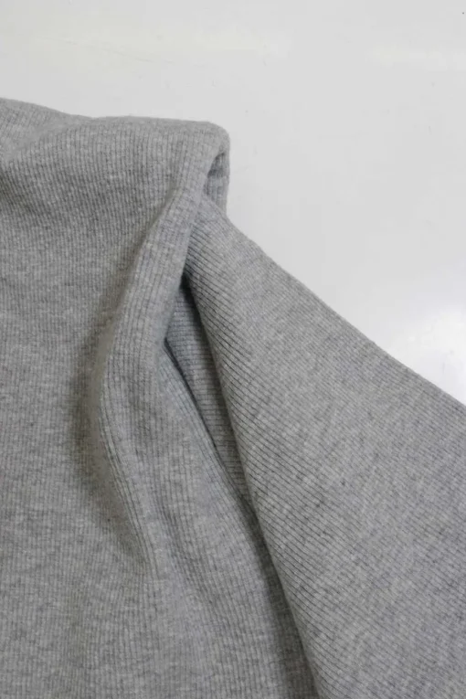 Heather grey cotton jersey pullover crewneck shoulder pad crop top