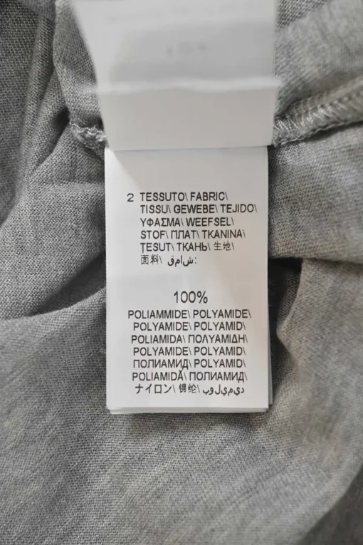 Heather grey cotton jersey mock neck pullover cap sleeve T-shirt with strass-embellished neckline