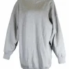 Heather grey cotton terry oversized boat neck crewneck hoodie