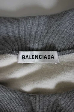 Heather grey cotton terry oversized boat neck crewneck hoodie