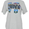 Heather grey screen-printed cotton jersey pullover oversized slogan T-shirt