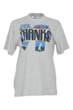 Heather grey screen-printed cotton jersey pullover oversized slogan T-shirt