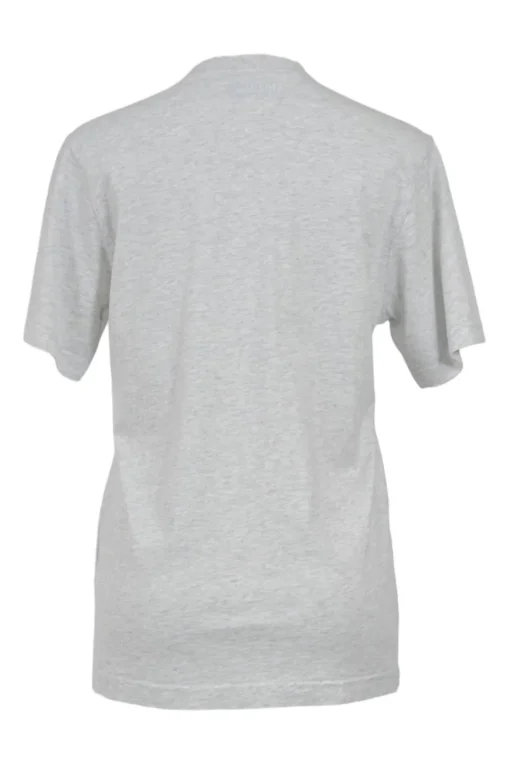 Heather grey screen-printed cotton jersey pullover oversized slogan T-shirt