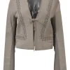 Heather grey wool interlock jersey knit cold-shoulder mock neck slit sweater with shank button shoulder line appliqué