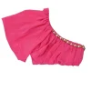 Hot pink viscose-blend embellished draped cold-shoulder bandeau top with exposed side zip fastening
