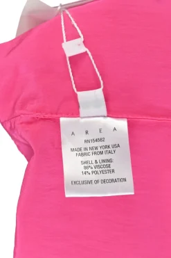 Hot pink viscose-blend embellished draped cold-shoulder bandeau top with exposed side zip fastening