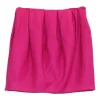 Hot pink wool tweed pull-on mini skirt with gathered waistline