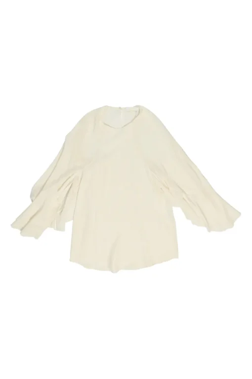 Iconic milk silk flutter sleeve capelet blouse