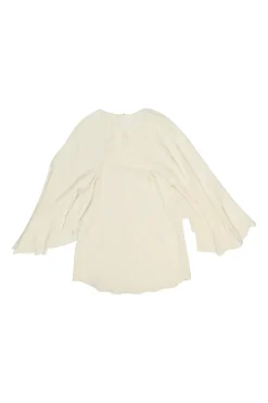 Iconic milk silk flutter sleeve capelet blouse