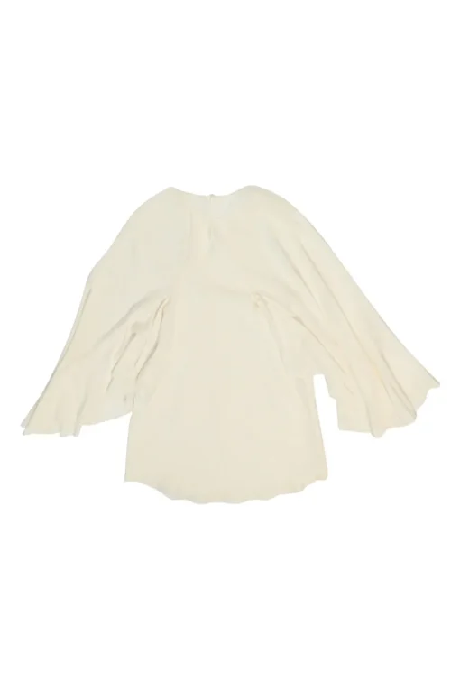 Iconic milk silk flutter sleeve capelet blouse