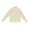 Iconic milk silk horse jacquard point collar button-front shirt with exaggerated cuffs