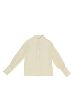 Iconic milk silk horse jacquard point collar button-front shirt with exaggerated cuffs
