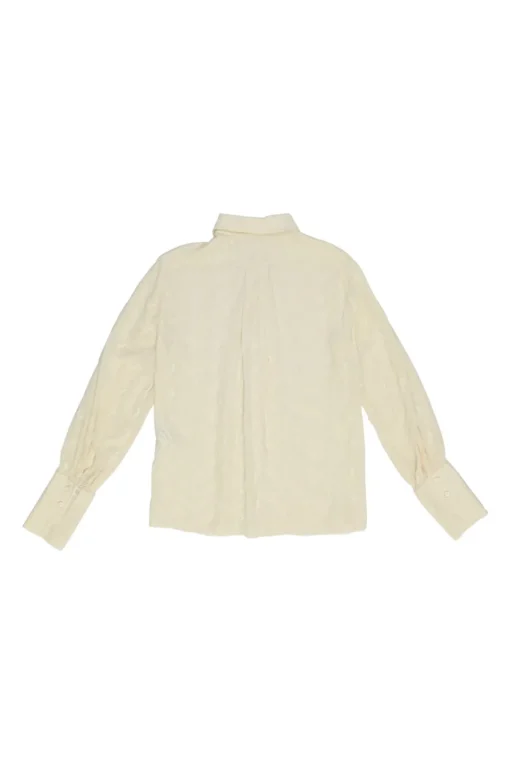 Iconic milk silk horse jacquard point collar button-front shirt with exaggerated cuffs