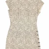 Ivory and black two-tone silk oracle bone script jacquard qipao sheath with frog button hip appliqué