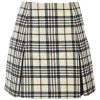 Ivory and black wool Glen check tweed kick pleated mini skirt