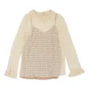 Ivory and camel bi-layer semi-sheer acetate-blend Love Parade tulle mesh ruff collar blouse