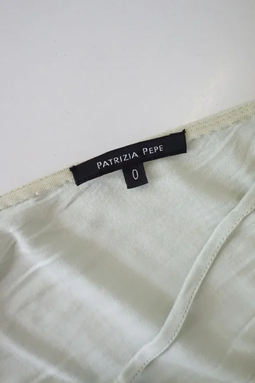 Ivory and olive dip dyed paneled polyamide drop-waist v-neck pullover shift dress with macramé trim