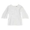 Ivory bias-cut cotton poplin dolman sleeve peplum blouse