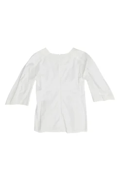 Ivory bias-cut cotton poplin dolman sleeve peplum blouse