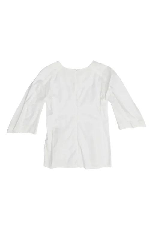 Ivory bias-cut cotton poplin dolman sleeve peplum blouse