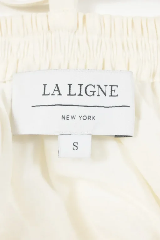 Ivory bias-cut linen-blend plunge neck flutter sleeve tiered maxi dress with open back and ribbon-tie fastening at nape