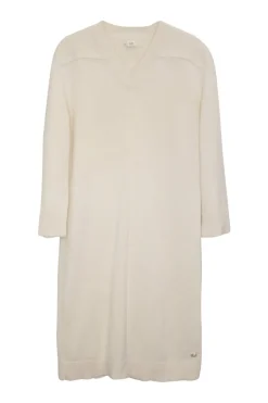 Ivory cashmere pullover v-neck sweater dress