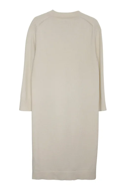 Ivory cashmere pullover v-neck sweater dress