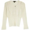 Ivory cashmere-silk blend fully-fashioned Rachelle lace knit scalloped cardigan