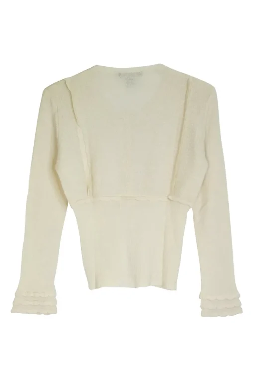 Ivory cashmere-silk blend fully-fashioned Rachelle lace knit scalloped cardigan